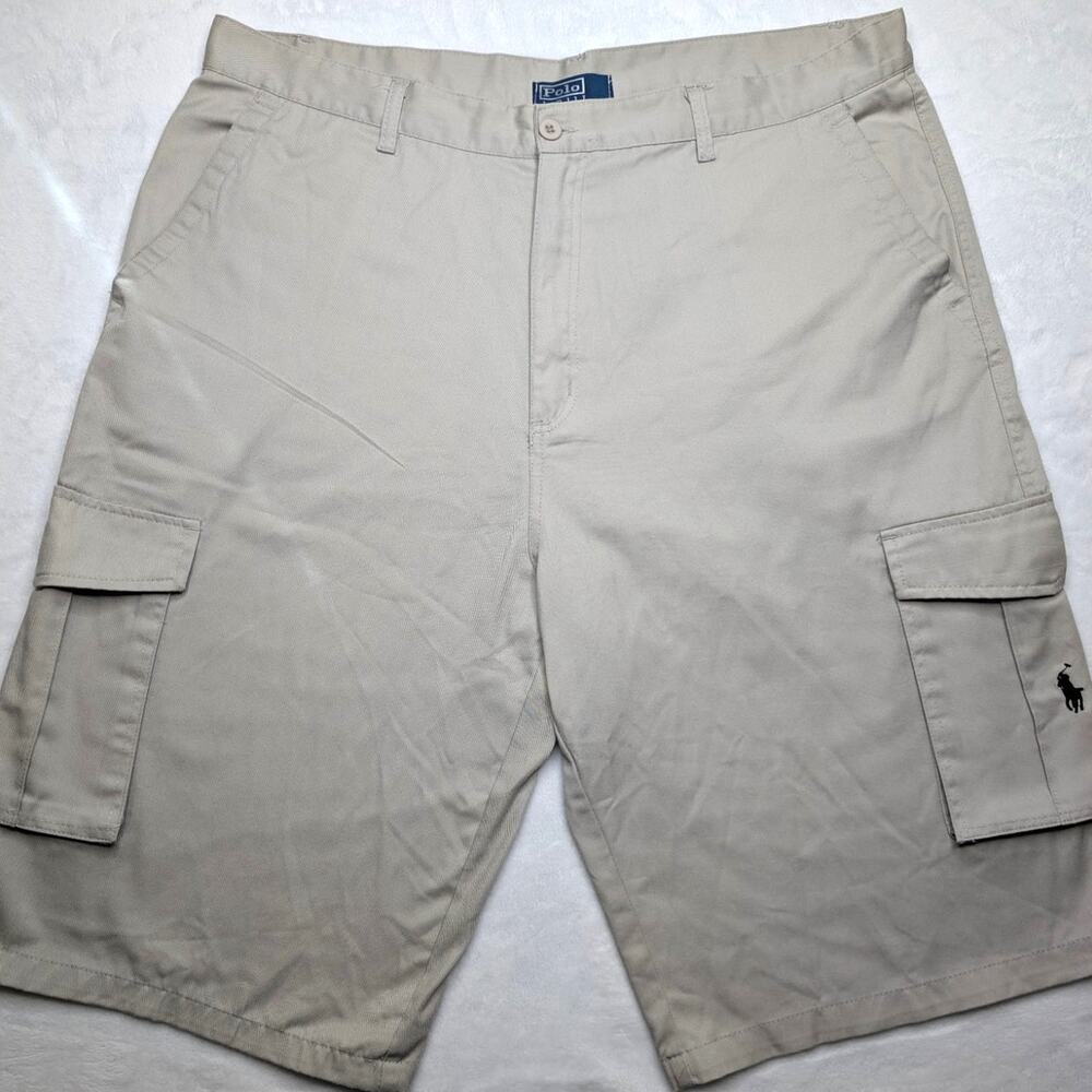 Polo Ralph Lauren Vintage Y2K Mens Khaki‎ Cargo Shorts - 40 Waist Tan 90's Baggy